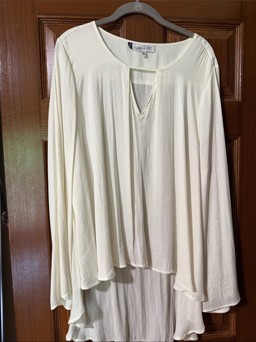 Jennifer Lopez Cream Flowing Keyhole Tunic